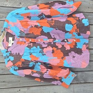 Porridge By Anthropologie Colorful Floral Button-Up Blouse
